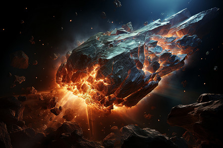 火球陨石撞击撞击爆炸的陨石插画