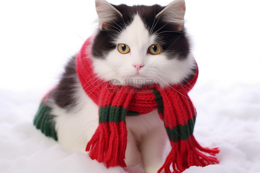戴着围巾的可爱猫咪图片