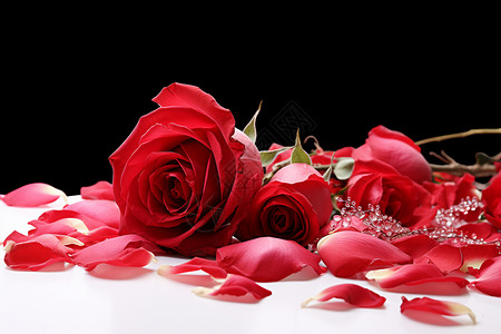 浪漫的玫瑰和花瓣图片
