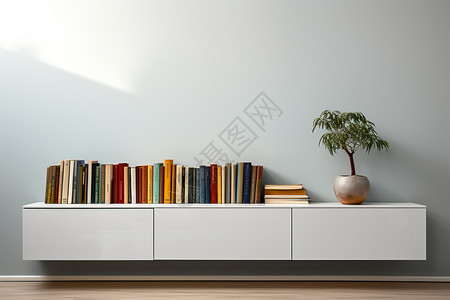 现代空间的书架背景图片