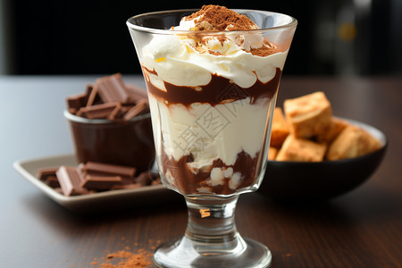 巧克力奶昔在桌上图片