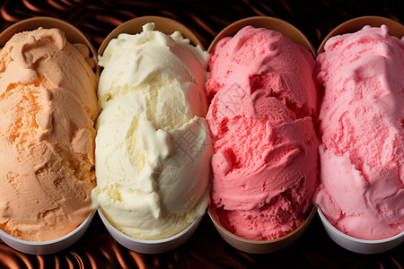 四种多味美味的冰激凌背景