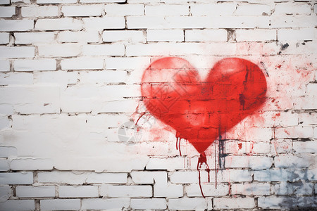 爱心涂鸦墙壁上浪漫的爱心图案背景