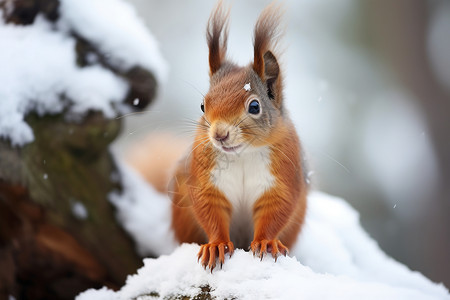 雪中的红松鼠图片