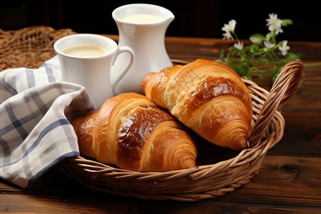 早晨的法式早餐图片