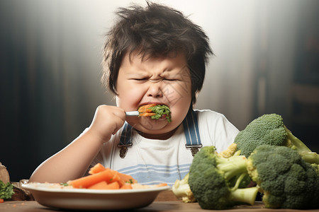 不爱吃蔬菜的孩子高清图片