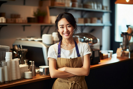 咖啡店的咖啡师背景图片