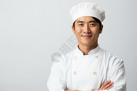 厨师工作服自信微笑的厨师背景