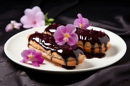奶油紫米糕美味的巧克力背景