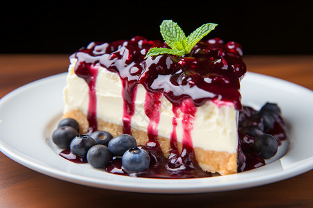一块蓝莓芝士蛋糕图片