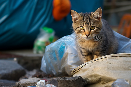 宠物垃圾袋可爱的流浪猫咪背景