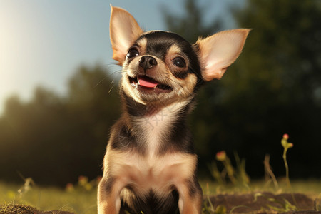 阳光下的可爱小狗图片