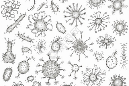细菌和病毒生物素描高清图片