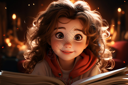 儿童故事书公主在阅读故事书插画