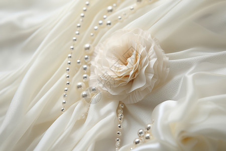 花朵与项链珠子窗帘装饰高清图片
