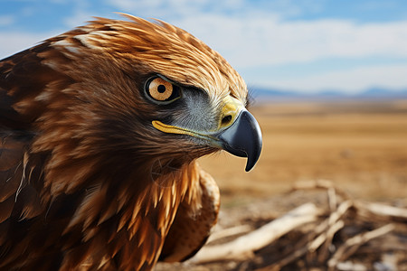 荒野中眺望的老鹰高清图片
