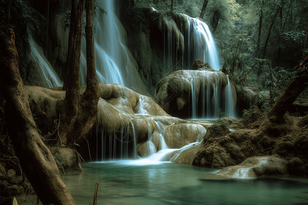 水泉沟水泉飞瀑背景