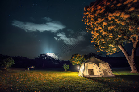 夜幕下的帐篷图片