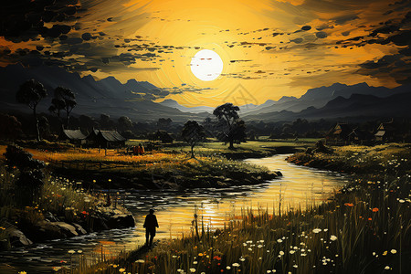 金色稻田景观图片