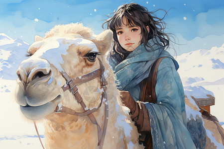 女子骑骆驼图片