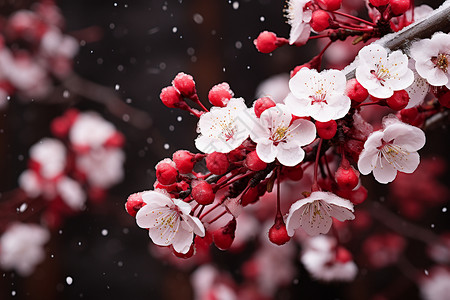 枝繁梅雪红墙艺术梅高清图片