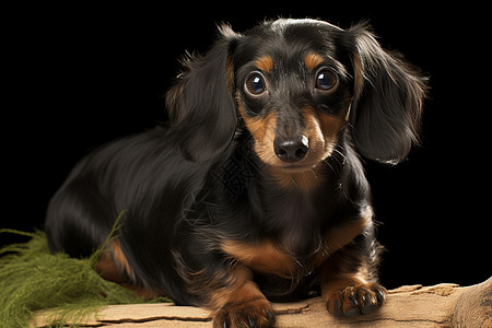 毛茸茸的黑色狗背景图片