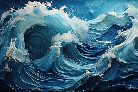 海浪油画插图图片