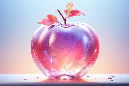 苹果7界面粉色水晶苹果图标插画