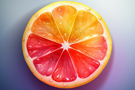 多彩水果半个葡萄柚插画