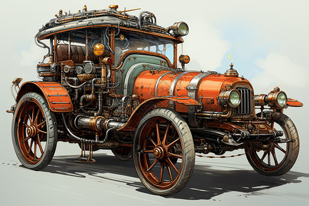 复古蒸汽车蒸汽动力的高清图片