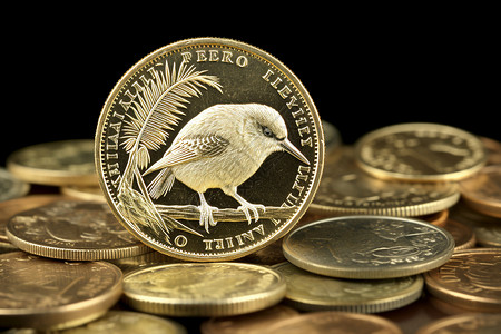 小鸟花纹的货币背景图片