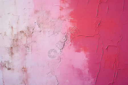 粉红色墙壁上旧漆剥落高清图片