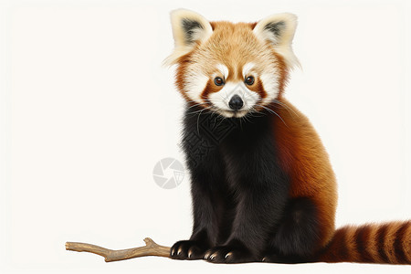 可爱的小浣熊坐在木棍上背景图片