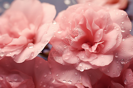 晨光中滴水的粉色玫瑰高清图片