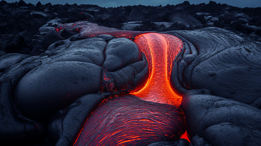 活火山上的红色岩浆背景图片