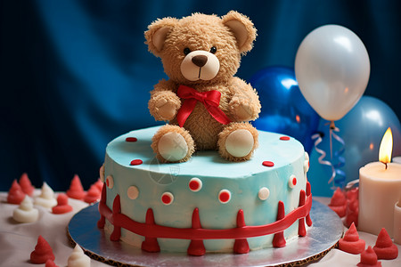 蛋糕上的泰迪熊玩具图片