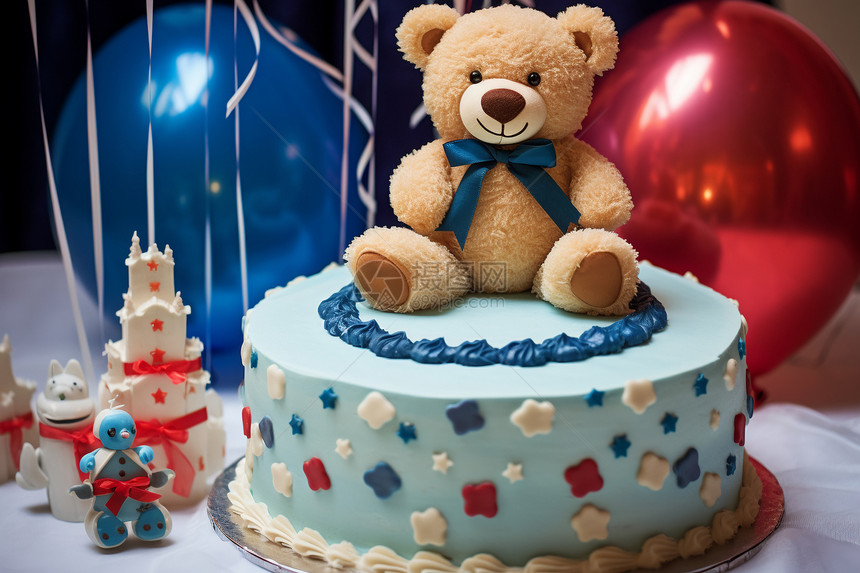 泰迪熊生日蛋糕图片