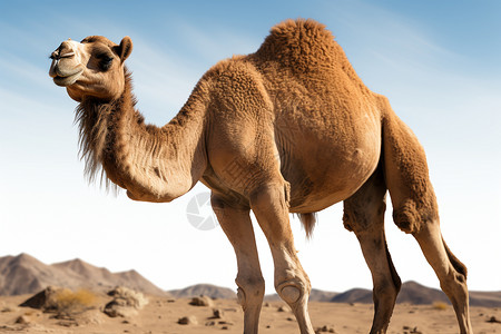行走戈壁行走在沙漠里的骆驼背景