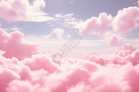 粉红色的天空蓝天中的粉色云朵插画