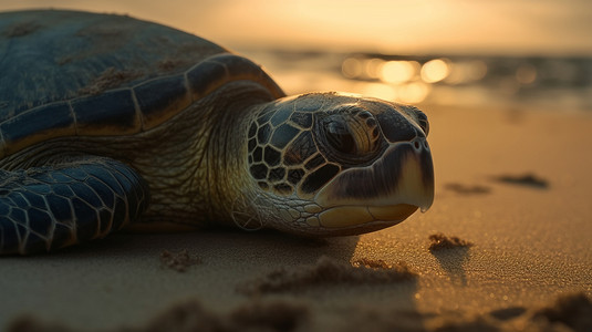 沙滩上的海龟图片