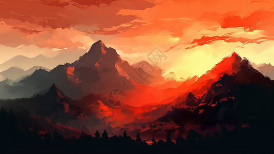 山巅的日出背景图片