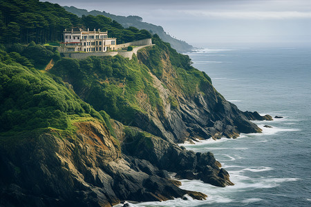 海边悬崖上有座房子图片
