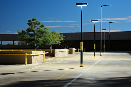 灯火通明的露天停车场背景图片