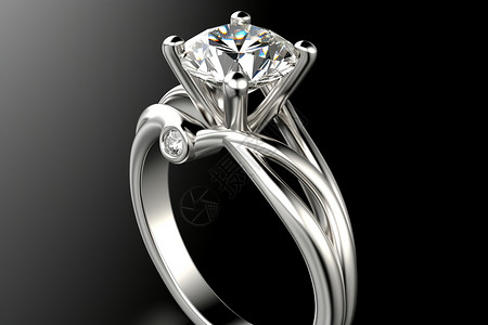 铂金素材铂金钻石戒指背景