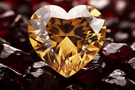水晶钻石心浪漫的心形黄钻背景