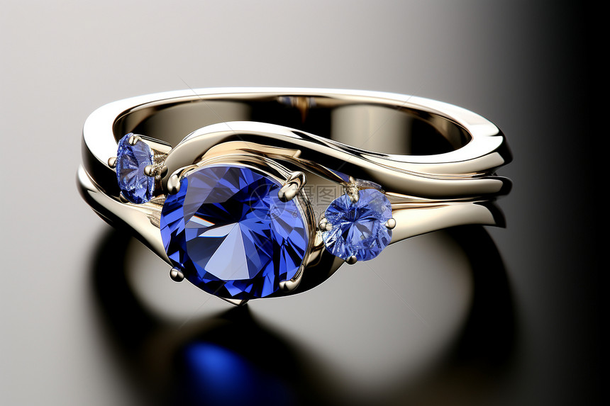 蓝钻石婚戒图片