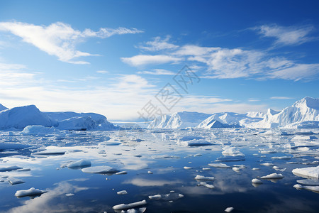 蓝天下融化的冰川图片