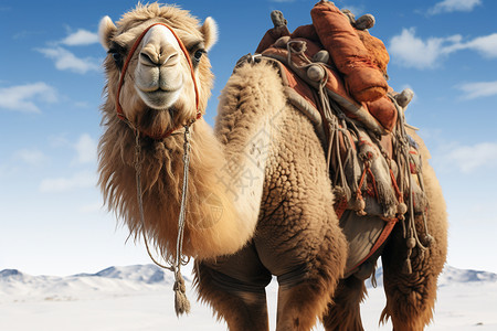 沙漠中的双峰骆驼背景图片