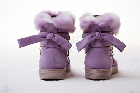 紫色卡通蝴蝶结紫色绒毛长靴背景