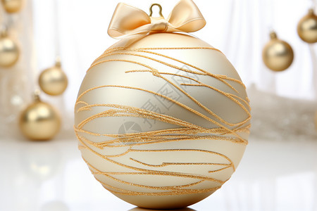 圣诞树上的金色装饰品背景图片
